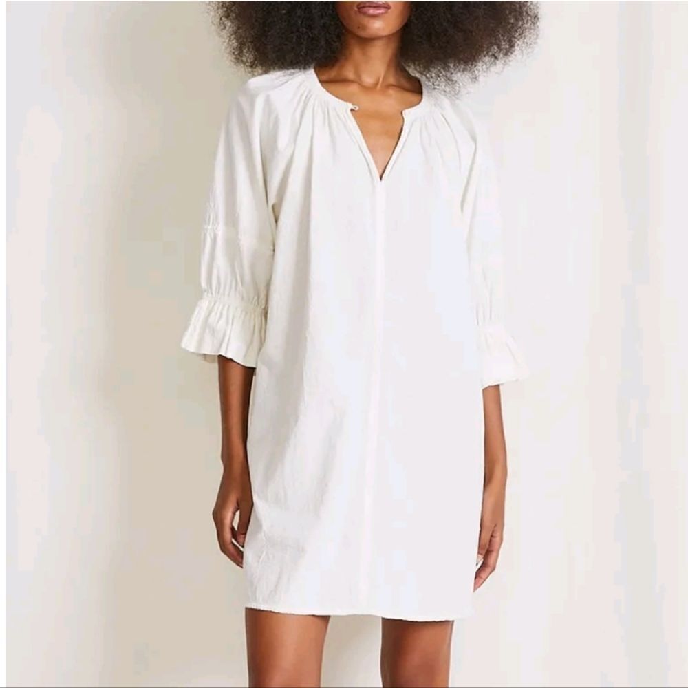 Apiece Apart XS Maria Mini Dress Ivory Puff Gathered Sleeves